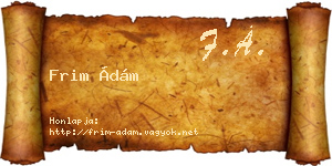 Frim Ádám névjegykártya